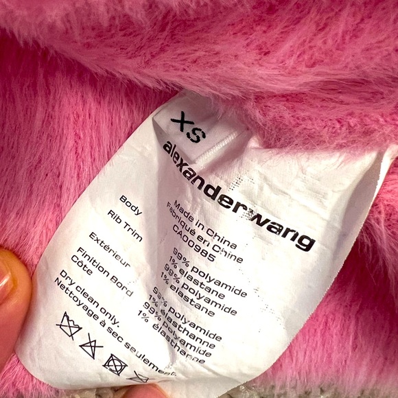 Alexander Wang T. Women’s Fuzzy Pink Crew Neck Sweater XS - Picture 2 of 3